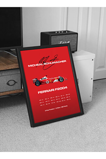 Wooden Factory Michael Schumacher Ferrari F2004 F1 Black Framed Poster Painting - Digital Design Wall Decor