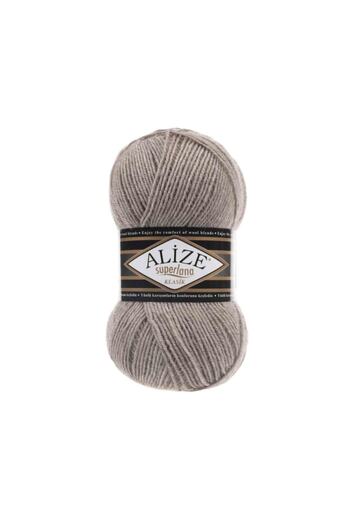 Alize Superlana Classic 207 Brown Melange Vest Cardigan Sweater Yarn 25% Wool 100 Gr 280 Meters