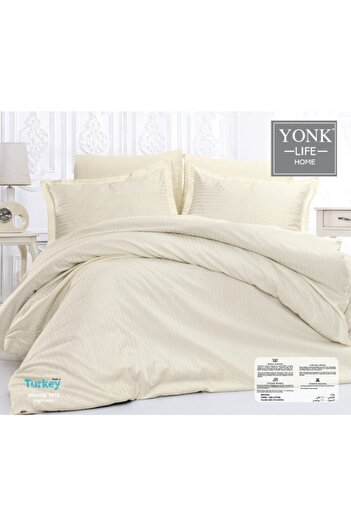 Zarif Home Duvet Cover Set (double) (4 pieces) Lıfe Super Striped 100% Cotton Satin