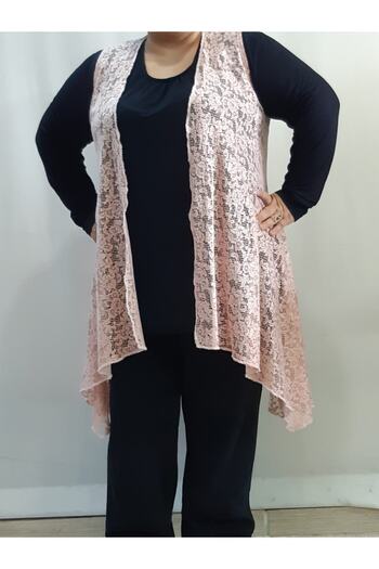 Mertcan Butik Dried Rose Loose Lace Vest