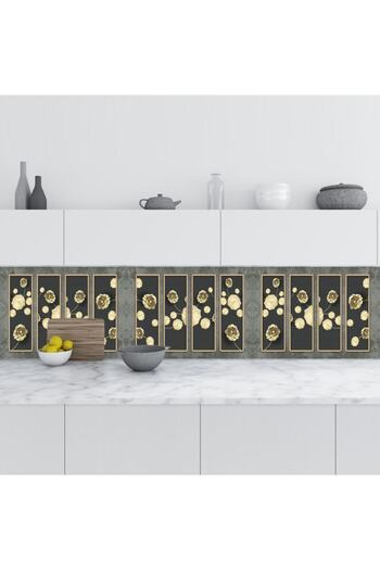 StickerArt Mutfak Tezgah Arası Folyo Fayans Kaplama Folyosu 3d Golden Flower Bordür Motif 60x400 cm
