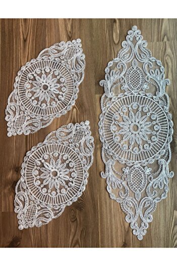 WENESSİ Anglez Kordone Set Dormitor 3 Piese Crem Argintiu Aurit