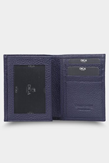 DİGA New Navy Blue Classic Vertical Men's Wallet