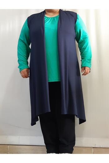 Mertcan Butik Navy Blue Casual Viscose Combed Cotton Vest