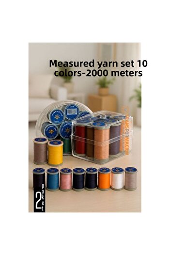 ModaCar Sewing Thread Set - 10 Colors 2000 Mt Sewing Set with Box and Measuring Tape