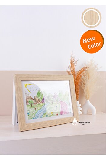 Atölye Avangart Folding Painting Art Frame for Kids - Light Oak -A4-