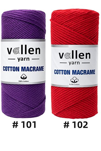 vollen yarn Premium Cotton Cotton Macrame Thread, 2mm Cotton Chain Macrame, Supla, Bag Thread, Ecru
