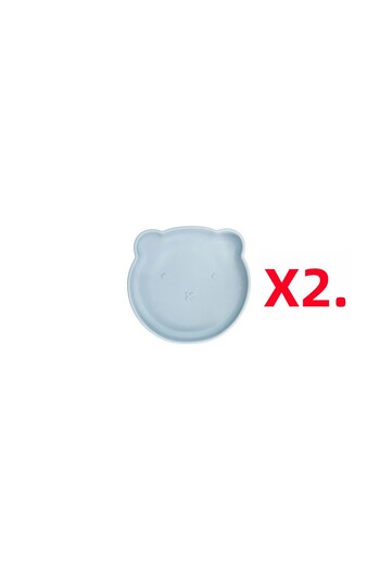 Porland Fancy Blue Baby Food Plate That Sticks to the Table, Set of 2, 16 cm