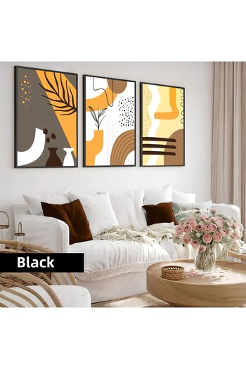 Harikabirev Children's Room Living Room-Minimalist Modern Bohemian Orange-Yellow 02 | Wooden Framed 3-Piece Mdf Ahmdf