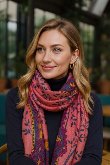 Axesoire 15215 Authentic Patterned Pink Shawl