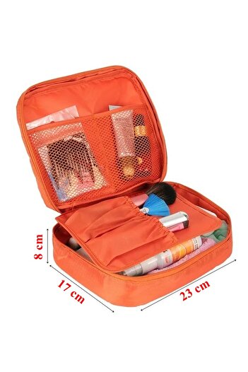 Ecoform Organizer Καλλυντική τσάντα μακιγιάζ με αδιάβροχη ιδιότητα πορτοκαλί (ΔΙΑΣΤΑΣΕΙΣ 17*23*8 CM)