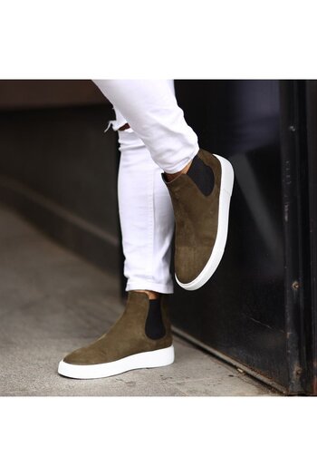 SailLakers - Khaki Suede Leather Eva Sole Unisex Chelsea Boots 102-041-He1065