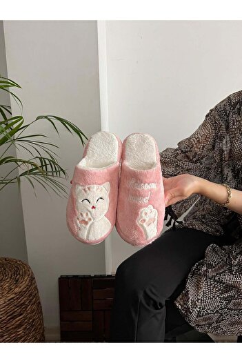 Behtah Kundura Plush Cat Paw - Figured Women's Home Slippers, Dowry and Bundle Detailed, Noiseless Thick Sole