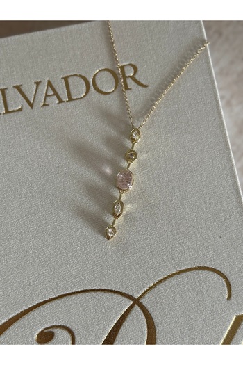 LUXSTONE Y Necklace White Stone Steel Necklace