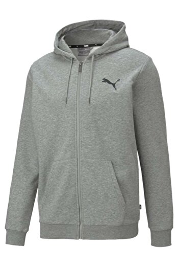 Puma ESS Small Logo FZ Hoodie TR 586704 Ανδρικό φούτερ με φερμουάρ ΓΚΡΙ