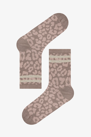 Penti Leopard Shiny Stripe Beige 2-Piece Socks