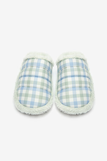 Penti Green Gingham Light Gray Slippers