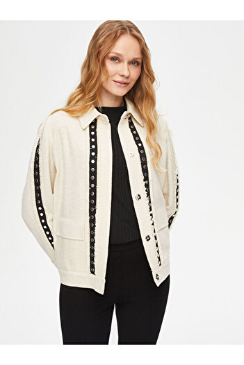 Faik Sönmez Tweed Jacket with Trok and Stripe Detail 69174