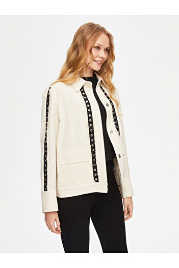 Faik Sönmez Tweed Jacket with Trok and Stripe Detail 69174