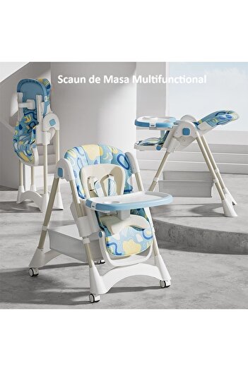 Smart Vibe KinderVibe 6+ M Folding High Chair, 4-in-1, Adjustable Backrest, Removable Tray, Belt 5, Multiple