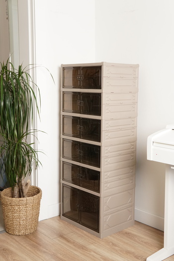EVLE 6-Tier Foldable Shoe Rack, Modular Shoe Cabinet, Portable Organizer, Soil