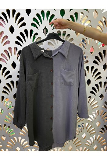 Sevda Kılınç Large Size Double Color Ayrobin Shirt