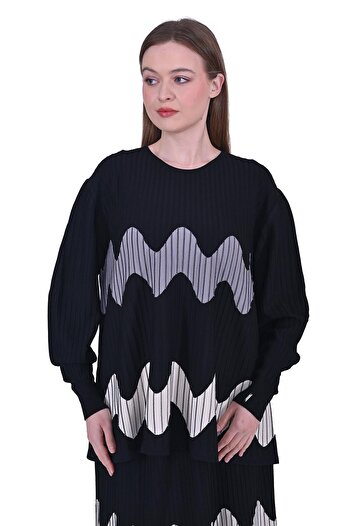 Invee Wave Knitwear Tunic Black