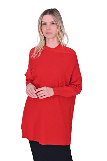 Invee Bellows Knitwear Tunic Red