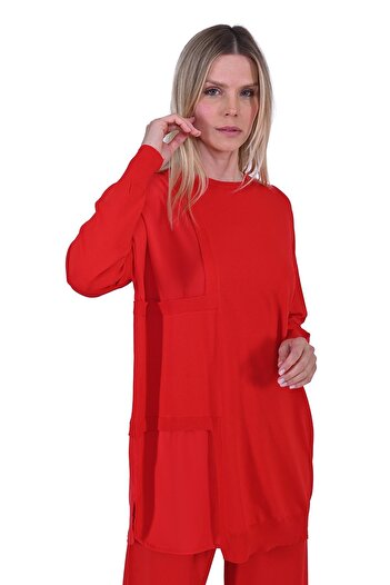 Invee Window Knitwear Tunic Red
