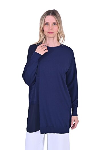 Invee Window Knitwear Tunic Dark Blue