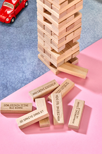 TOTTERİQ Cezalı jenga Eşşek şakaları versiyonu eğlenceli denge oyunu 54 parça