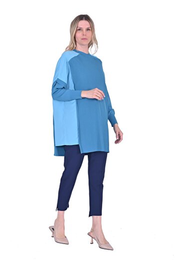 Invee Bellows Knitwear Tunic Turquoise