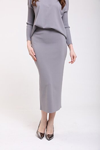 Invee Knitwear Pencil Skirt Gray