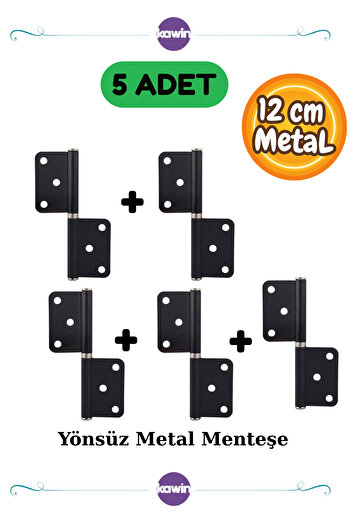 Kawin 5 Pcs 12cm Black Steel Door Hinge Non-Directional 2mm Durable Panel Cerman Nickel