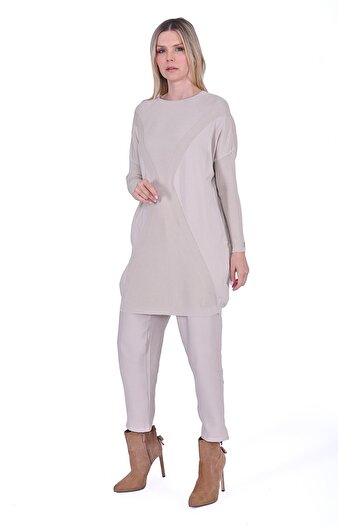 Invee Hourglass Knitwear Tunic Beige