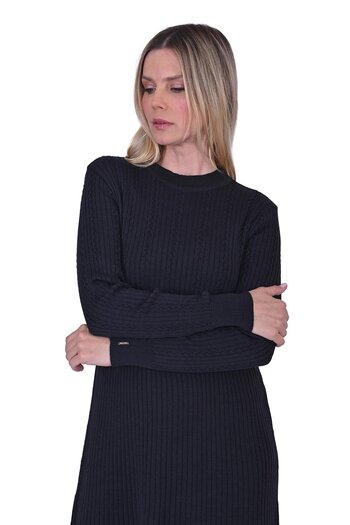 Invee Wool Knitting Knitwear Dress Anthracite