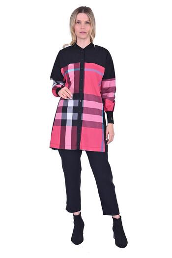 Invee Fuchsia Motif İrindi Viscose Top - Kızga Shirt