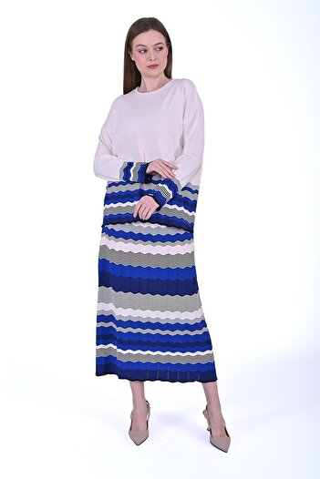 Invee Zigzag Knitwear Tunic Sax