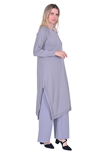 Invee Asymmetric Knitwear Tunic Gray
