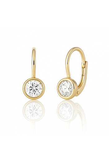 Sandra Ferretti Earrings with Clasps for Children in 14K Yellow Gold with Zirconia