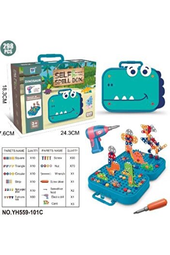 Generic Kids Pretend Electric Drill 3D Puzzle Set, Dino Theme, Educational STEM Building Toy