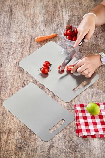 Esta Set of 2 Stainless Steel Cutting Boards Antibacterial Hygienic Surface (35X25 and 30X20 cm)
