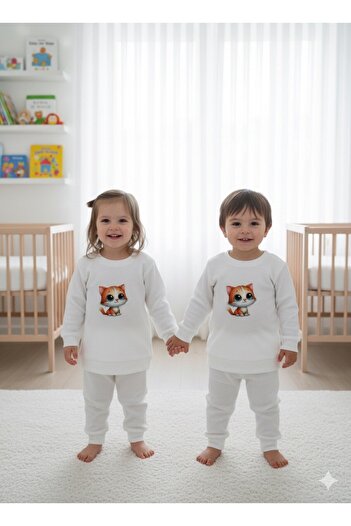 Feyza Cotton Waffle Fabric Animal Printed Baby Bottom - Top Set