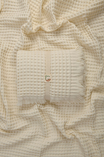 e&f Store Natural Cotton Baby Blanket - Waffle Fabric - Ecru
