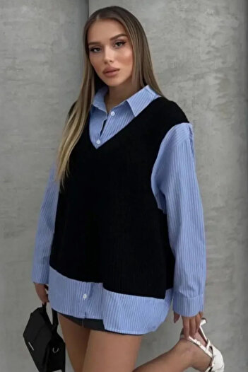 DAMGA Collection Дамски пуловер за скачане с риза