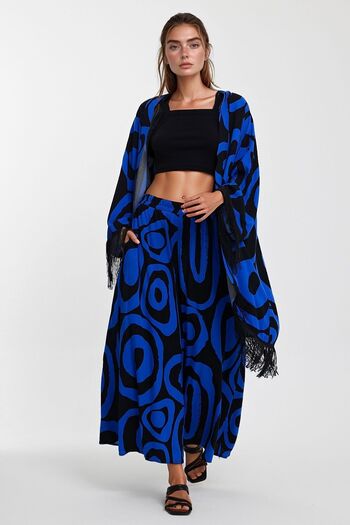 bacc Maxi Boy Saks Tassel Detailed Kimono and Loose Cut Trousers Woven Viscon Bottom Top Set Bcvl-251018