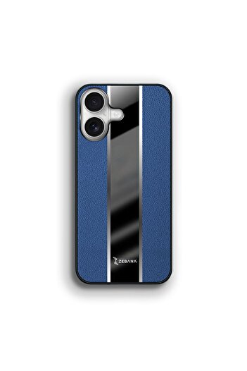 Zebana Apple iPhone 16 Plus Uyumlu Kılıf Zebana Premium Deri Kılıf Mavi