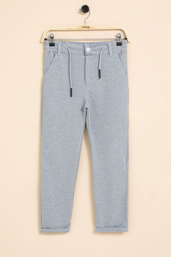 Cansın Mini Gray Boy's Double Leg Basic Fabric Trousers with Elastic Waist 21419