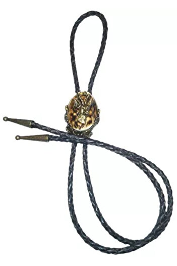 Handmadear American tie with metallic deer head motif
