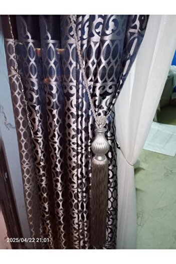 Store TAÇHOME PANO FON PERDE TAKIMI SİYAH GÜMÜŞ TAKIM